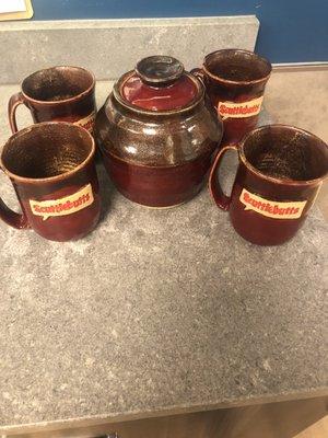 Custom canister coffee mug set made by Clayworks