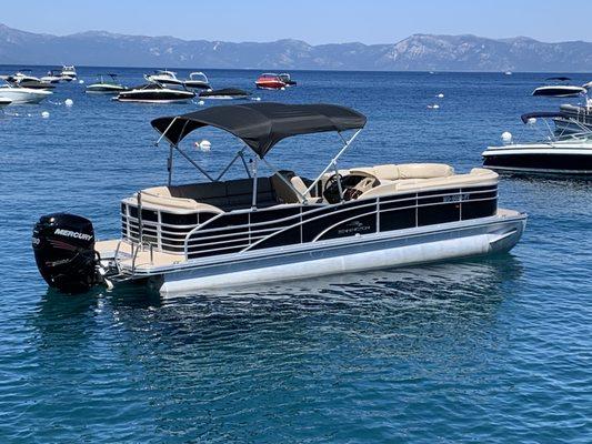 Our 27' Bennington RCL Sport!  This top-of-the-line pontoon boat is powered by a 250 hp Mercury Verado!