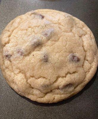 A giant chocolate chip cookie