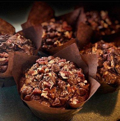 Double chocolate pecan muffins