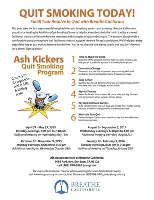 Our newest flyer with dates and locations to make sure you are kicking ash soon!