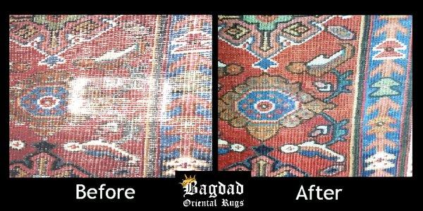 Don't let your vibrant fade away! Bring your rug back to life with Bagdad Oriental's Rug's Repair Center