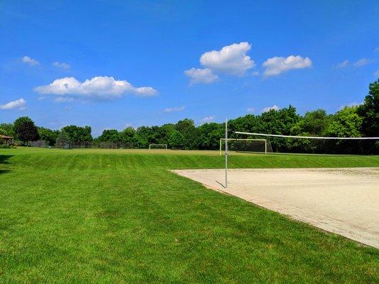 Battle of the Clouds Park -- volleyball courts, then soccer field, then Little League fields in distance