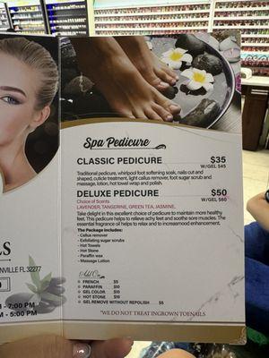 Spa pedicure prices