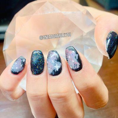 #gelnails #galaxynails #coffinnails #nailart #renonails #sparksnails #775nails