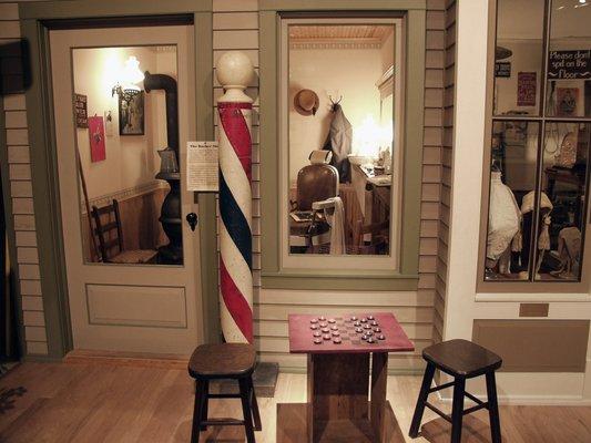 First Steet exhibit includes a barber shop, dry goods store, a bank, and several hands-on touchable areas.