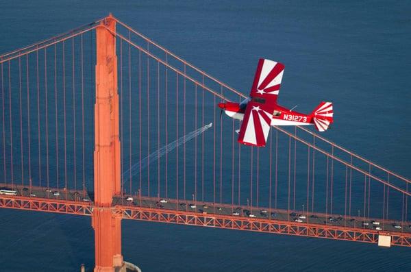 Fun flying over the iconic Golden Gate Bridge in an aerobatic aircraft