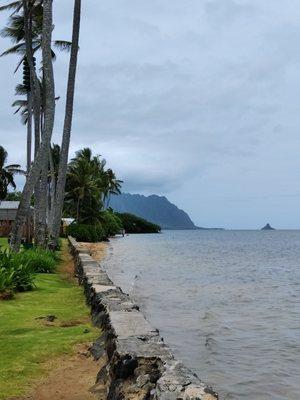 Chinaman's Hat is in the distance on the right