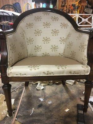 Lovely chair redo, restored the wood as well!