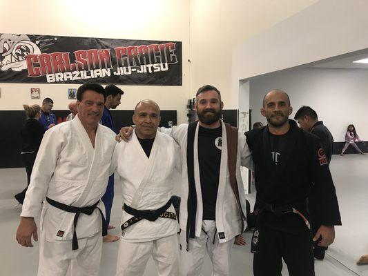 Sensei Patrick with his judo senseis and jiu jitsu professor.