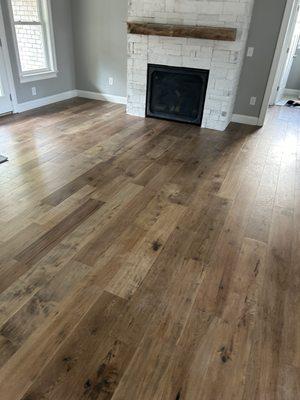 Beautiful Hardwood floors and stone fireplace!