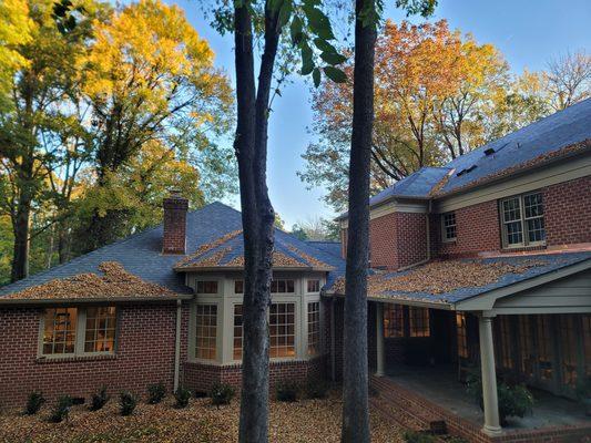 This home in Charlotte NC will have its final gutter cleaning today before Gutterglove Pro gets installed along with some larger downspouts.