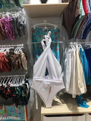 White one-piece swim suit