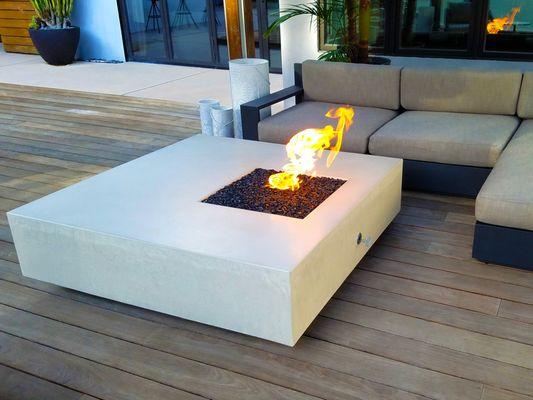 Our ABACUS Fire Table in Alabaster tinted concrete.