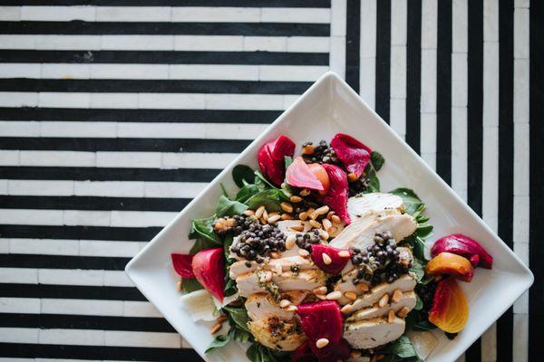 Grilled organic chicken and beet salad