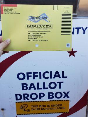 Dropping off my ballot because it's my civil responsibility and I'm voting for a leader that represents me, acknowledging DEI.