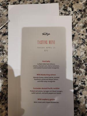 Tasting menu