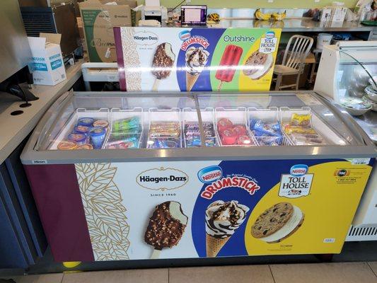 Ice cream and other frozen treats.