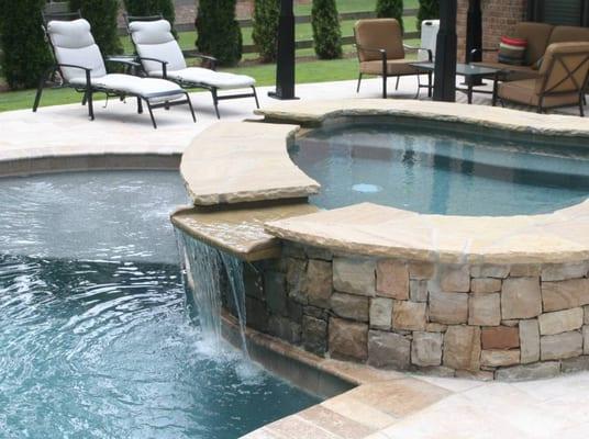 Upgrade existing pool with spa and sun shelf.