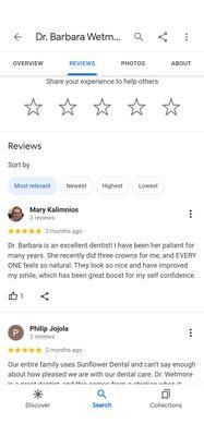 This is Dr Barbara's mother giving her a wonderful review  hmm I wonder why you have one star on here