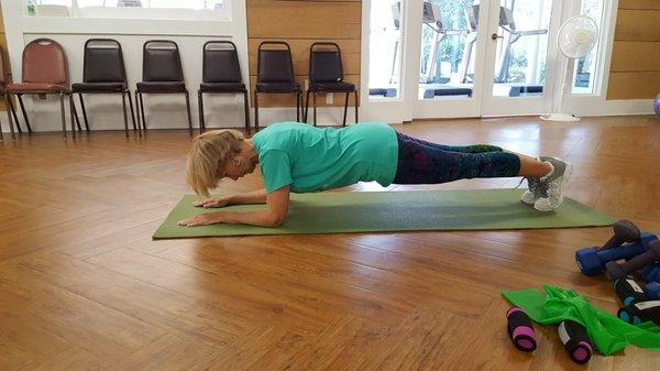 Nancy celebrating her 70th birthday doing a "birthday" workout!