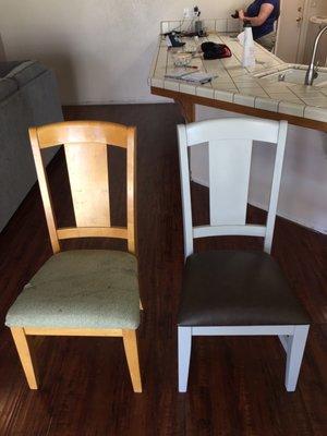 Dining room table chairs before and after