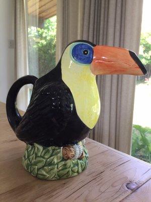 Not valuable, but I had to purchase this Toucan water pitcher, a steal at $6.