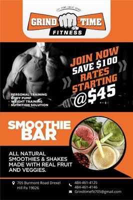 Personal Training, Circuit Training, Fitness, Smoothie Bar, Shakes