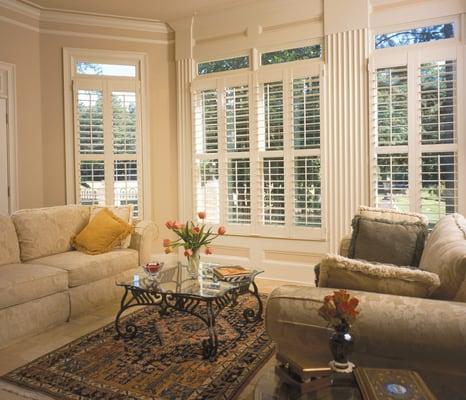 Plantation style wood shutters