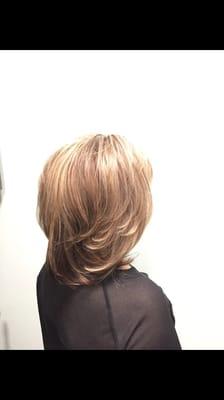 Highlights and lowlights and cut by Jimmy Larrosa Hair Studio