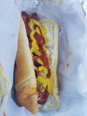 Specialty hotdog. Extra delicious