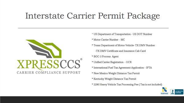 Interstate Carrier Permit Package