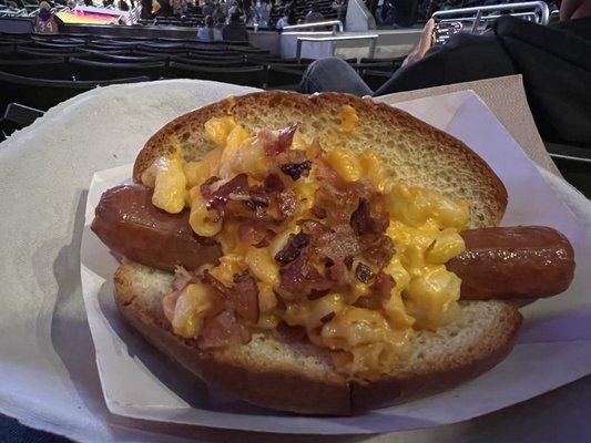 Mac and cheese hot dog