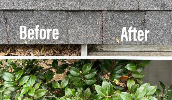 Gutter cleaning can make a HUGE difference when it comes to drainage working properly.