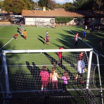 Kids playing soccer