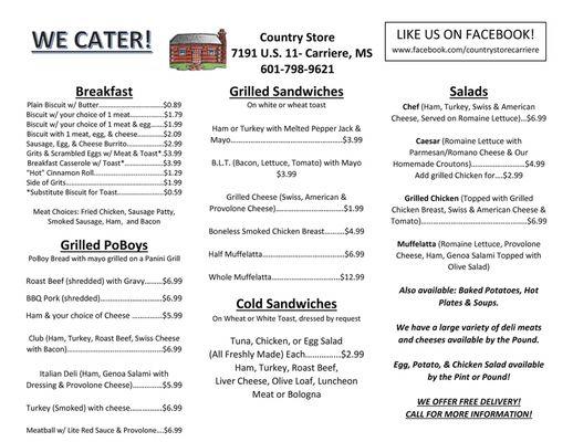 Breakfast & Lunch/Dinner Menu