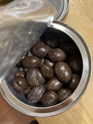 Spoiled chocolate covered almonds