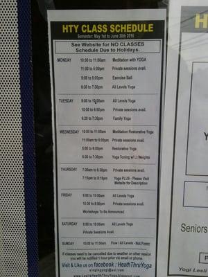 Class schedule.