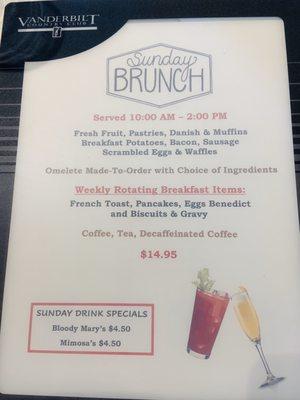 Sunday Brunch menu side A is from 10am -2pm for outside guests as well (a/o March 2020)