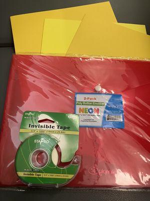 yellow holder 59c, red clear bags $1.99 tape $1.69c they take a card and cash