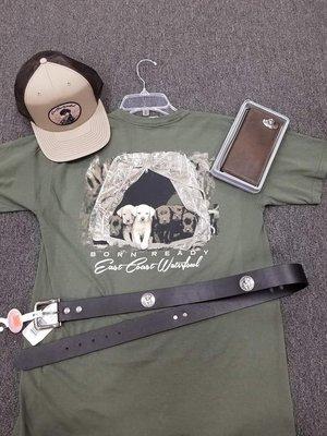 Pair our East Coast Waterfowl brand shirts and hats with our Zepro Leather wallets and belts and they go perfect together!