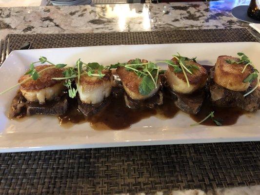 Scallops over braised short ribs!