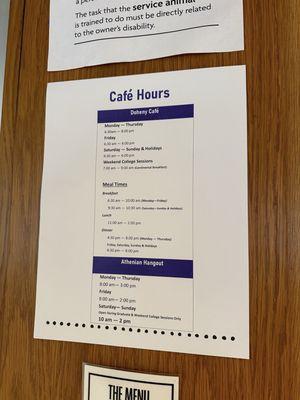 Cafe Hours Spring 2024