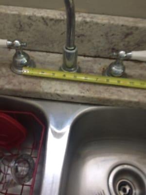 Picture of Old Faucet, Staff taught me how to measure for the new faucets