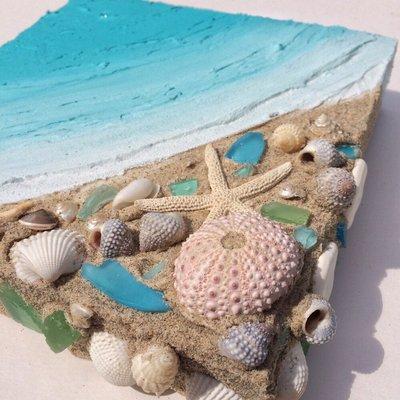 A unique painted textured canvas capturing the beach for your wall