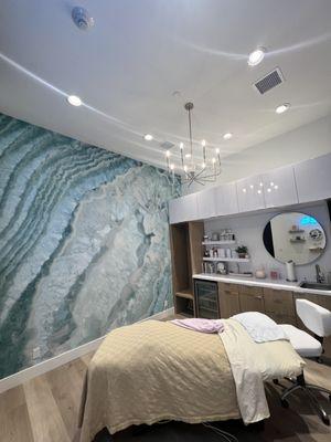 The blue agate treatment room .  This is where all the skincare magic happens ‍.