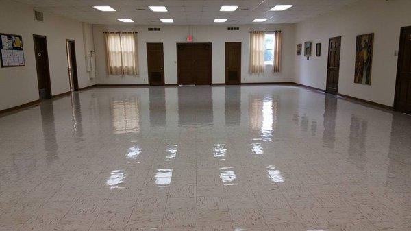 Refinished VCT floor from a Church in Palatka, FL.