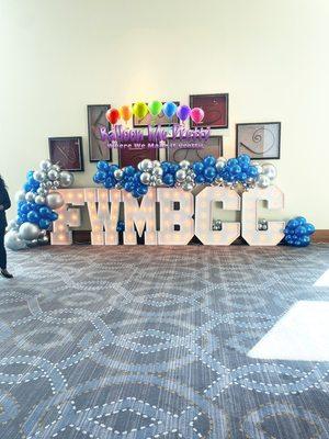 Custom letters with balloon garland