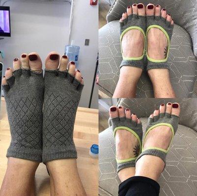 We have multiple sizes and styles of Toe Sox for all our Toga, Pilates and Barre class lovers.