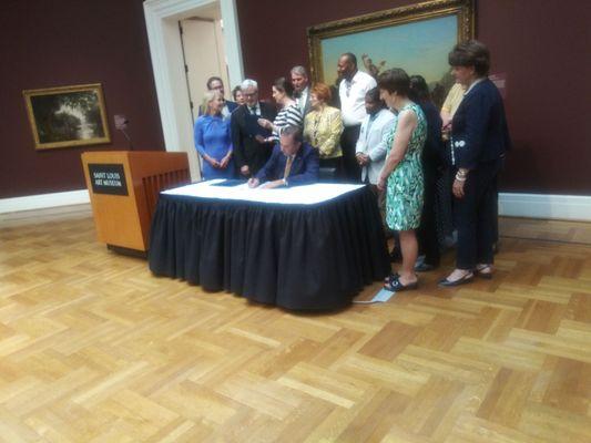 The St Louis Art Museum host the Lt Governor signing bills to support the Arts.